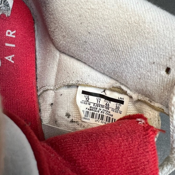 Nike Air Jordan 3 Retro Tinker White University Red Size 12 CJ0939-100 White Red - Picture 8 of 9